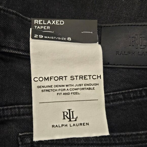 Lauren Ralph Lauren Relaxed Tapered Ankle Jeans Empire Black Wash NWT - Picture 10 of 13